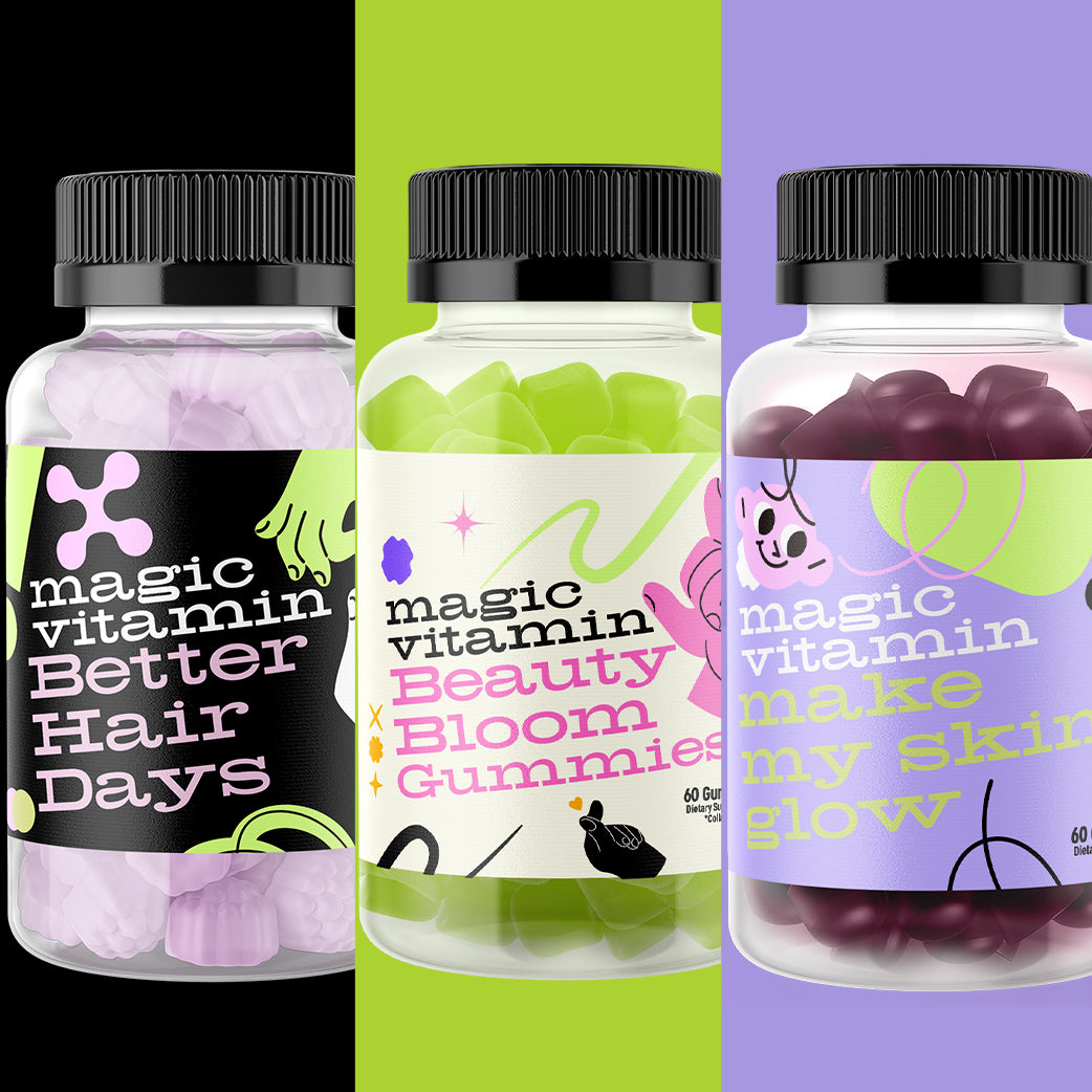 Magic Vitamin Beauty Bundle with three full-size beauty supplements