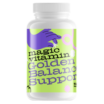Golden Balance Support women's midlife wellness supplement bottle by Magic Vitamin