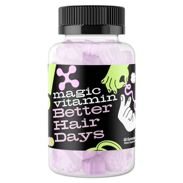 Better Hair Days hair vitamin gummies with biotin product bottle by Magic Vitamin
