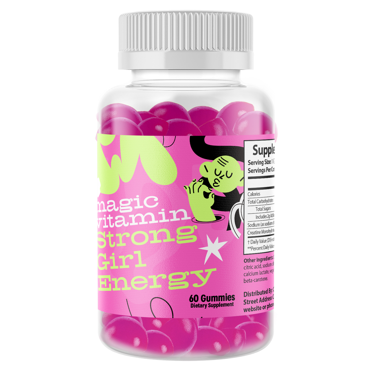 Strong Girl Energy creatine gummies for women product bottle by Magic Vitamin