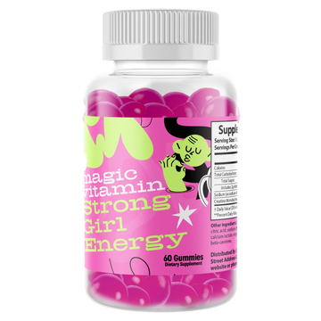 Strong Girl Energy creatine gummies for women product bottle by Magic Vitamin