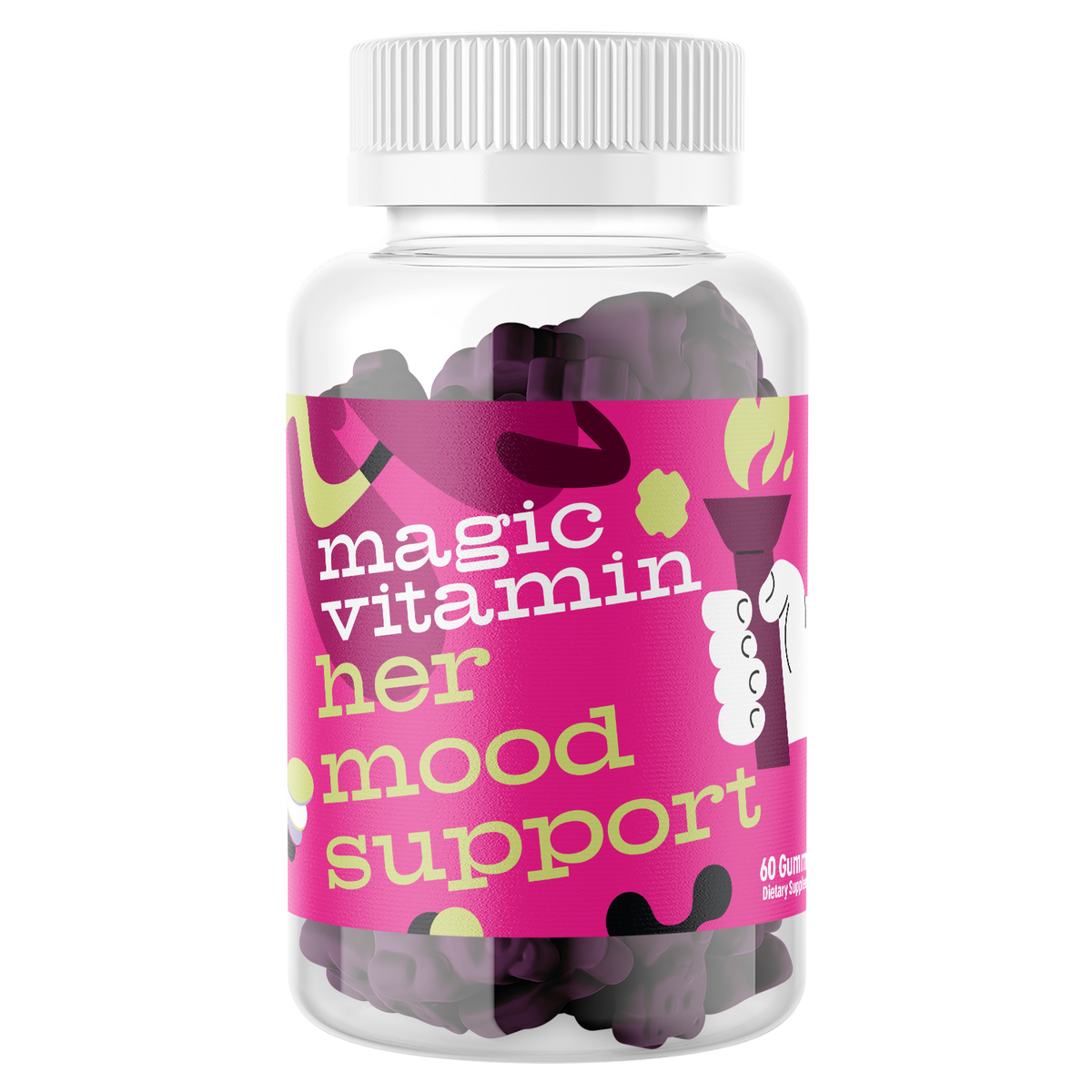 Her Mood Support women's wellness gummies product bottle by Magic Vitamin